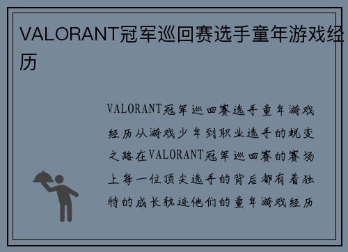 VALORANT冠军巡回赛选手童年游戏经历